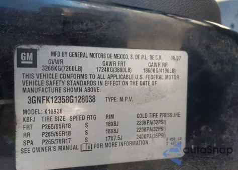 2008 Chevrolet Avalanche 1500 Lt z USA, uszkodzony, nr VIN 3GNFK12358G128038